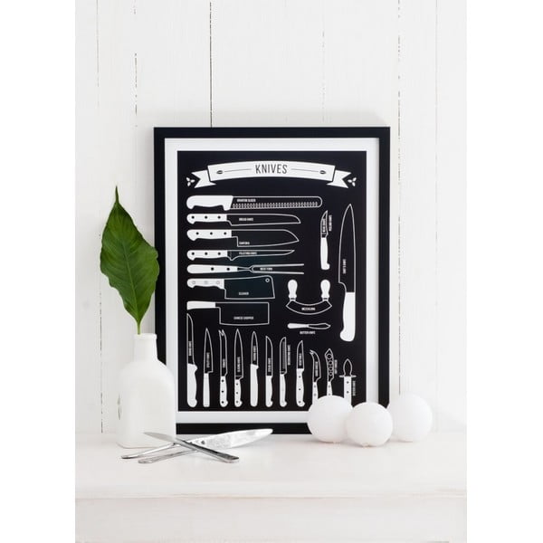 Czarny plakat Follygraph Knives black, 40x50 cm