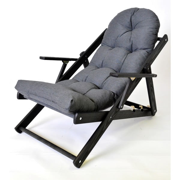 Ciemnoszary składany drewniany leżak ogrodowy Borneo – Rojaplast-image-1