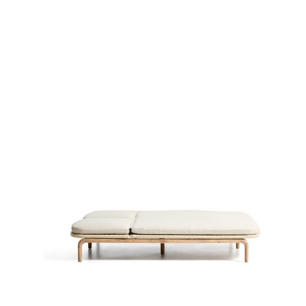 Beżowy dwuosobowy drewniany regulowany leżak ogrodowy Alipa – Kave Home-image-4