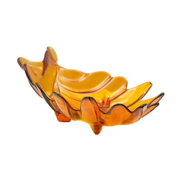 Pomarańczowa miska ze szkła z recyklingu Mauro Ferretti Leaf, 33x20 cm