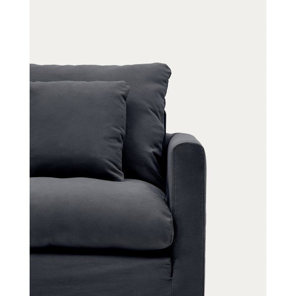 Antracytowy pokrowiec na fotel 92 cm Nora – Kave Home-image-4