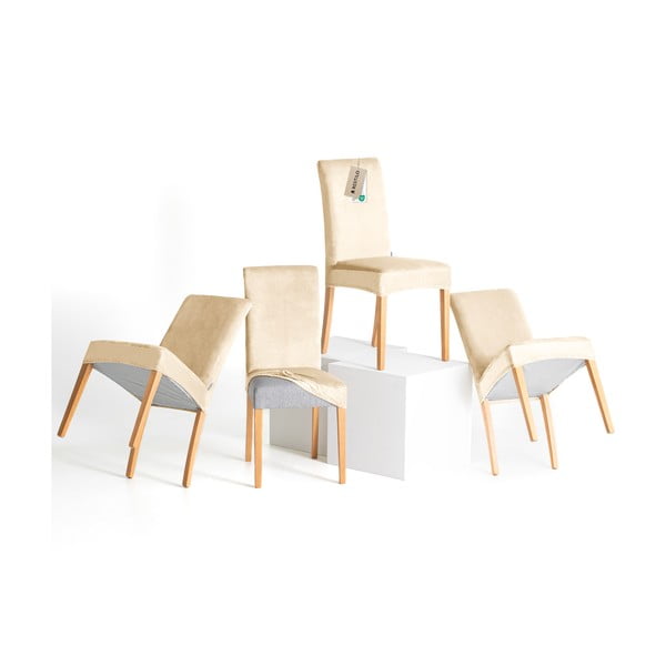 Beżowe elastyczne pokrowce na krzesło zestaw 4 szt. 48 cm Sento – Restilo