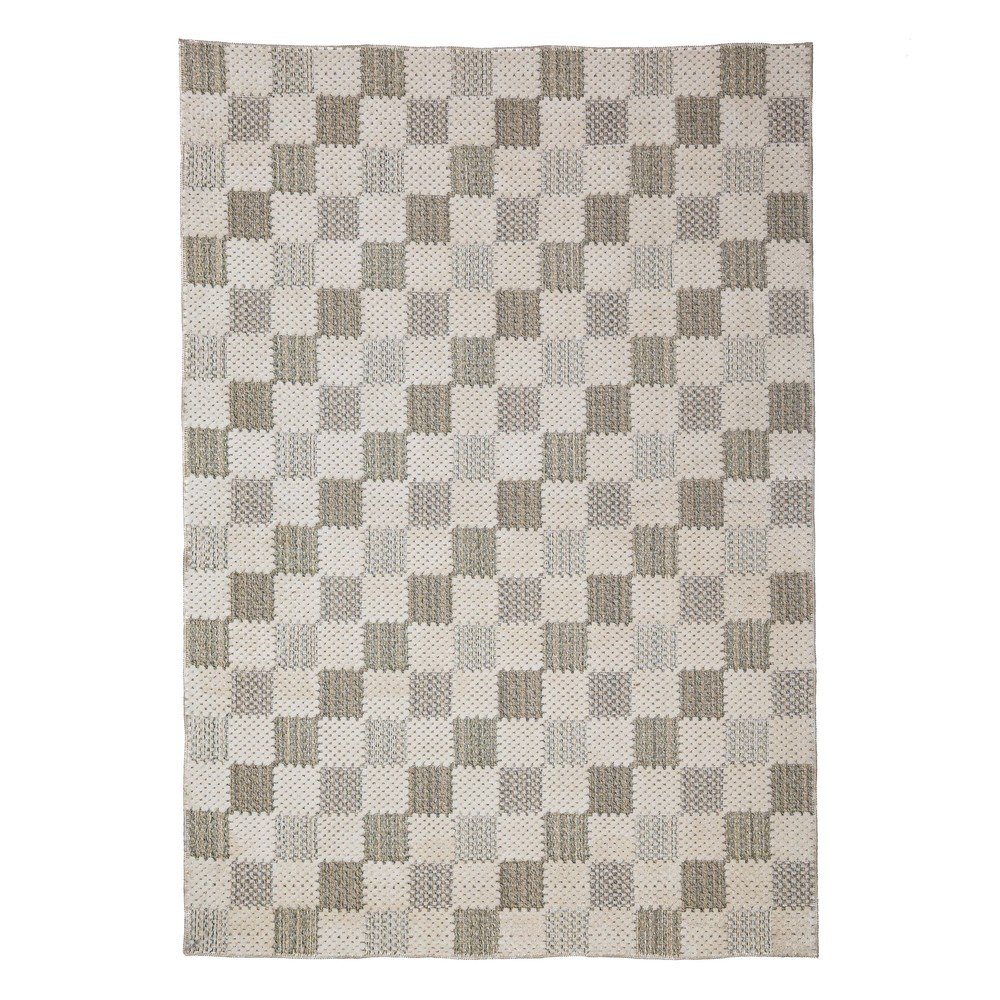 Zielony dywan z mieszanki bawełny odpowiedni do prania 116x170 cm Muted Checkerboard – Flair Rugs