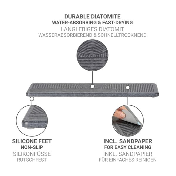 Szara podkładka do naczyń okrzemkowa (z diatomitu) 30x8 cm Damon – Wenko-image-4