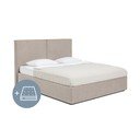 Szarobrązowe tapicerowane łóżko dwuosobowe ze schowkiem z materacem i stelażem 180x200 cm Thessa Bold – Bonami Selection