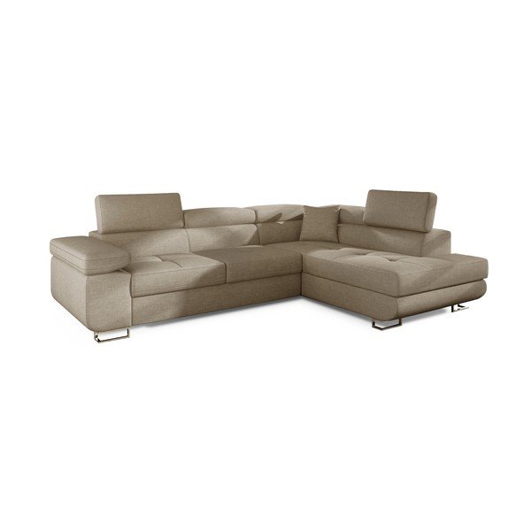 Beżowy rozkładany/ze schowkiem narożnik (prawostronny/w kształcie litery L) Anton – ELTAP-image-2