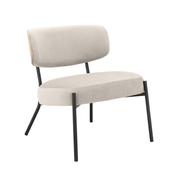 Kremowy aksamitny fotel z podnóżkiem Jerry – Støraa-image-4