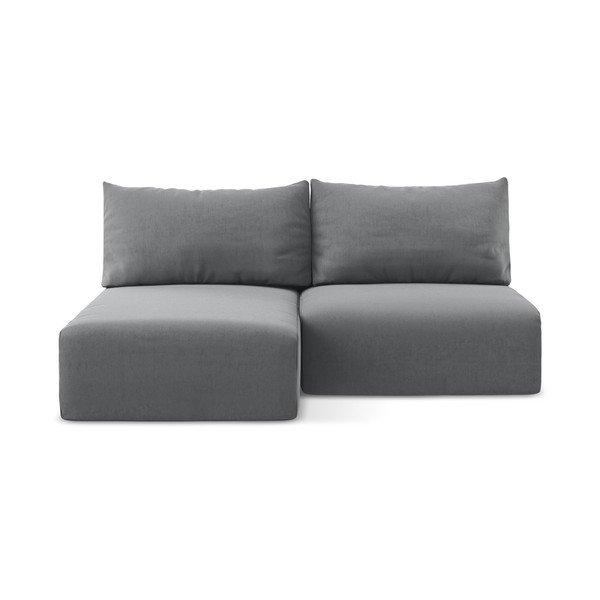 Szary aksamitny rozkładany/ze schowkiem narożnik (lewostronny/z szezlongiem) Kalena – Makamii