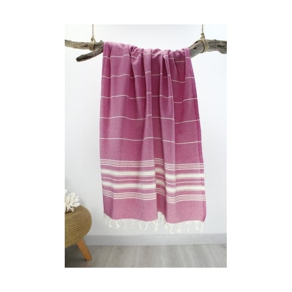 Różowy ręcznik bawełniany Hammam Yenge Style, 90x180 cm