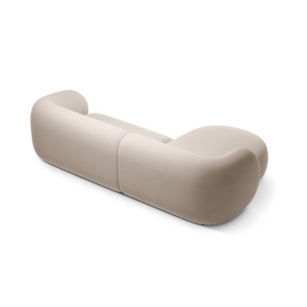 Beżowy aksamitny narożnik (lewostronny/z szezlongiem) Kate – Micadoni -image-3