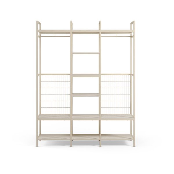 Kremowa stalowa szafa otwarta 140x179,5x40 cm Amara – Marckeric-image-3