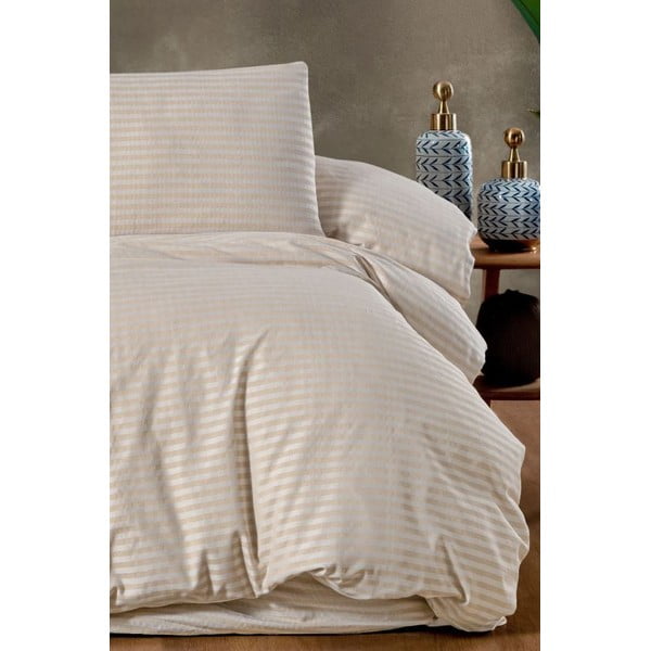 Kremowa 4-częściowa pościel dwuosobowa z prześcieradłem 200x220 cm – Mila Home-image-1