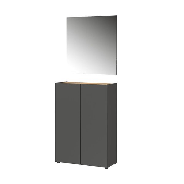 Antracytowy zestaw do przedpokoju w dekorze dębu 74x200x33 cm Alviano – Germania