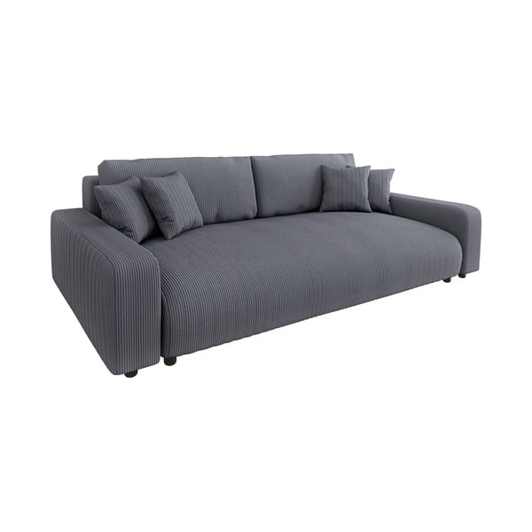 Ciemnoszara sztruksowa rozkładana sofa ze schowkiem 234 cm Sara – Ropez