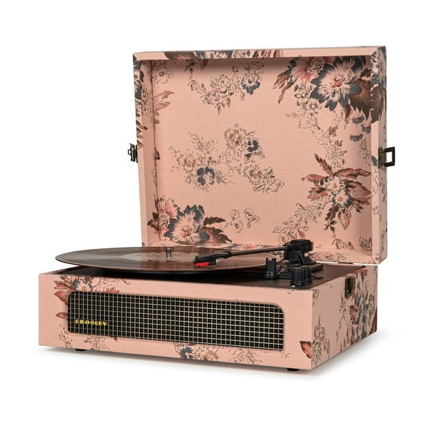 Różowy gramofon Crosley Voyager Floral