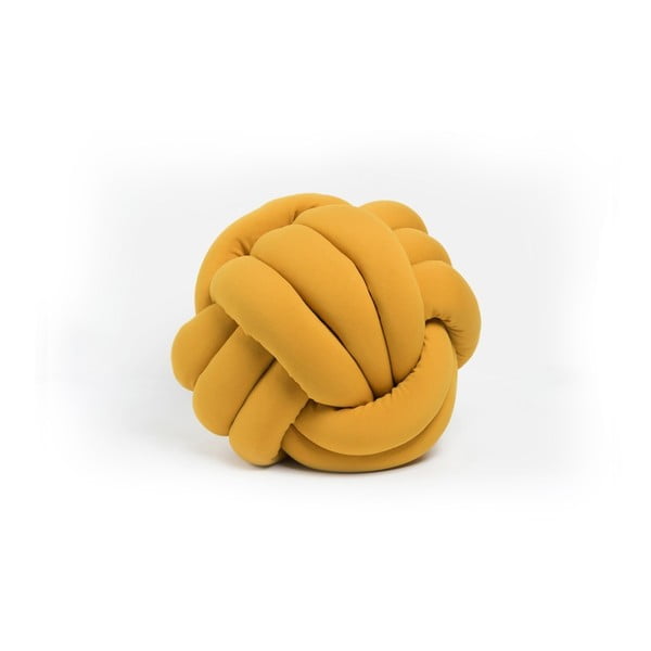 Musztardowa poduszka Knot Decorative Cushion, ⌀ 45 cm