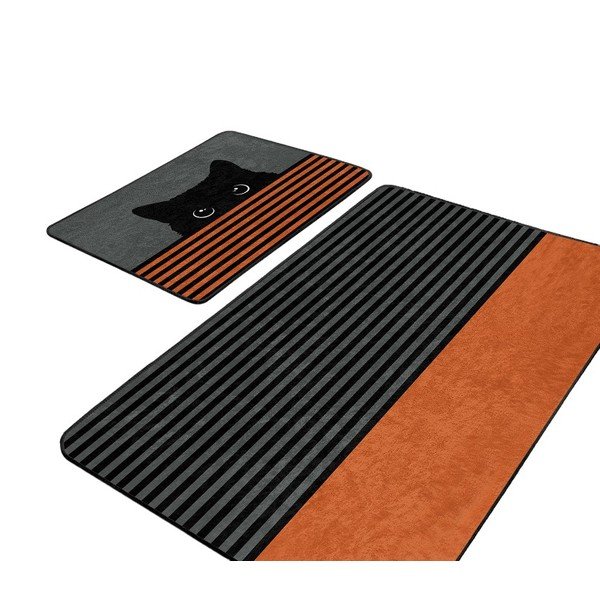 Czarno-pomarańczowe dywaniki łazienkowe zestaw 2 szt. 60x100 cm – Mila Home-image-4