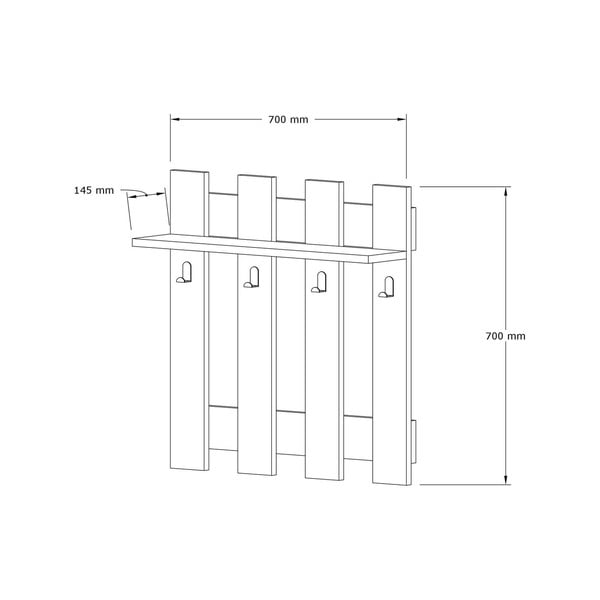 Ciemnobrązowa półka ścienna z 4 wieszakami Carina-image-3