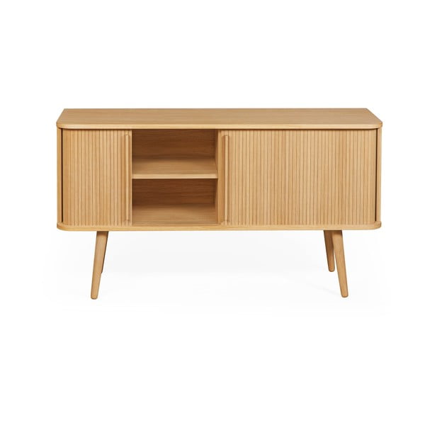 Niska komoda w dekorze dębu z drzwiami przesuwnymi 138x75 cm Rove – Woodman-image-4
