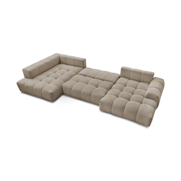 Szarobrązowy rozkładany/ze schowkiem narożnik z tkaniny szenilowej (lewostronny/w kształcie litery U) Everest – Bobochic Paris-image-4