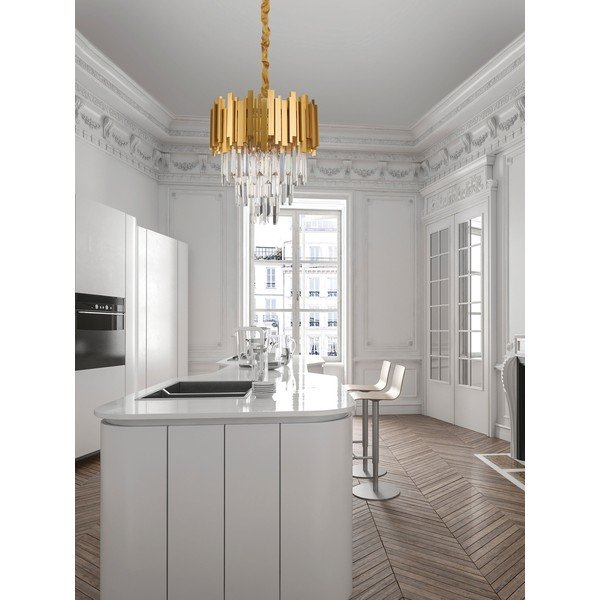 Metalowa lampa wisząca w kolorze złota z kryształowym kloszem ø 40 cm Grane – Nova Luce-image-2