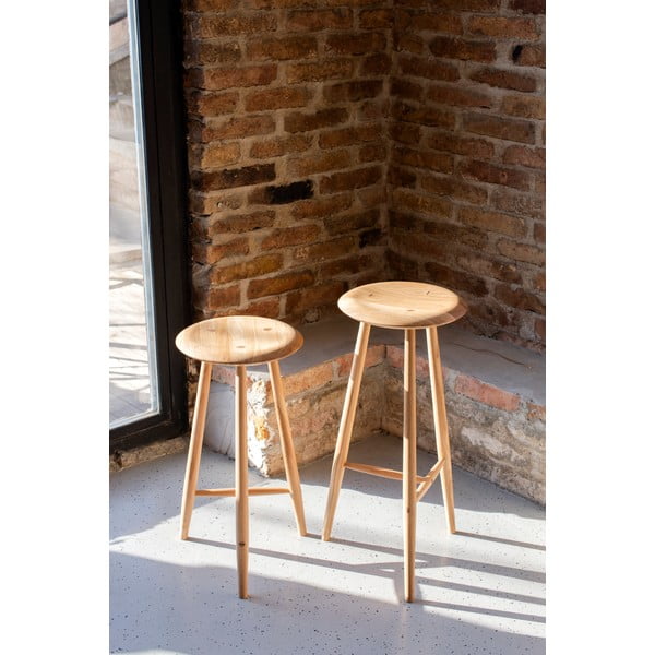 Hoker z litego drewna dębowego w naturalnym kolorze (wysokość siedziska 75 cm) Blanc – Gazzda-image-1