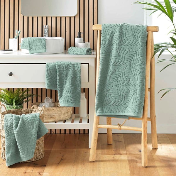Jasnozielony bawełniany ręcznik kąpielowy frotte 70x130 cm Madeira – douceur d'intérieur-image-3