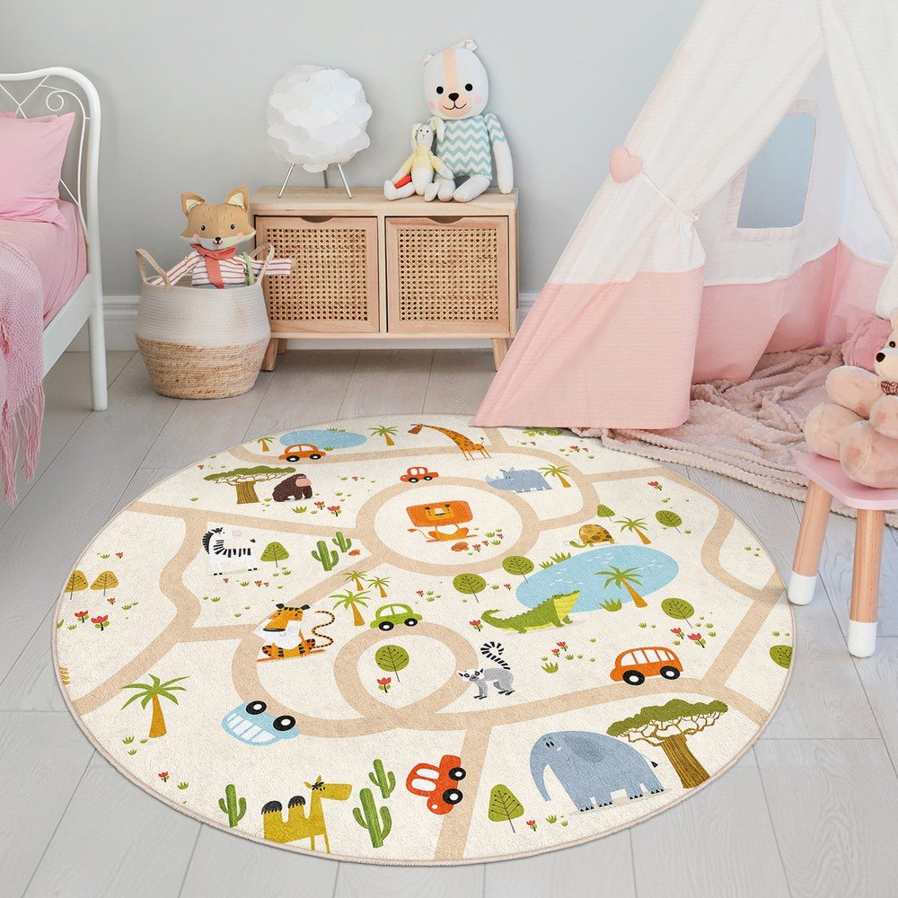 Dziecięcy dywan do zabawy odpowiedni do prania ø100 cm Savana Ride – Mila Home (zdjęcie 9)