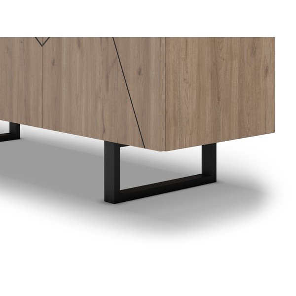 Czarno-naturalna niska komoda w dekorze dębu 180x80 cm Milena – Marckeric-image-3