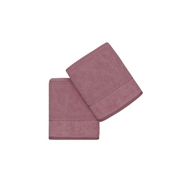 Różowe bawełniane ręczniki zestaw 2 szt. 90x50 cm Sultan – Mijolnir-image-2