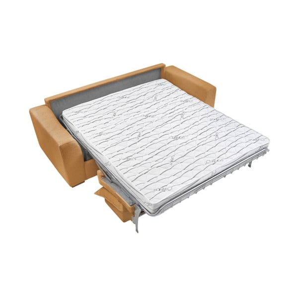 Musztardowa sztruksowa rozkładana sofa 225 cm Augustin – Bobochic Paris-image-4