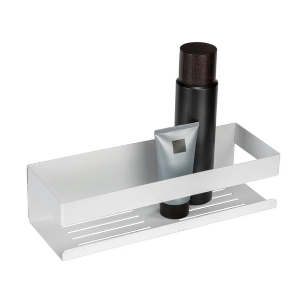Półka łazienkowa z mocowaniem Turbo-loc ze stali nierdzewnej w matowym białym kolorze bez wiercenia Genova – Wenko-image-2