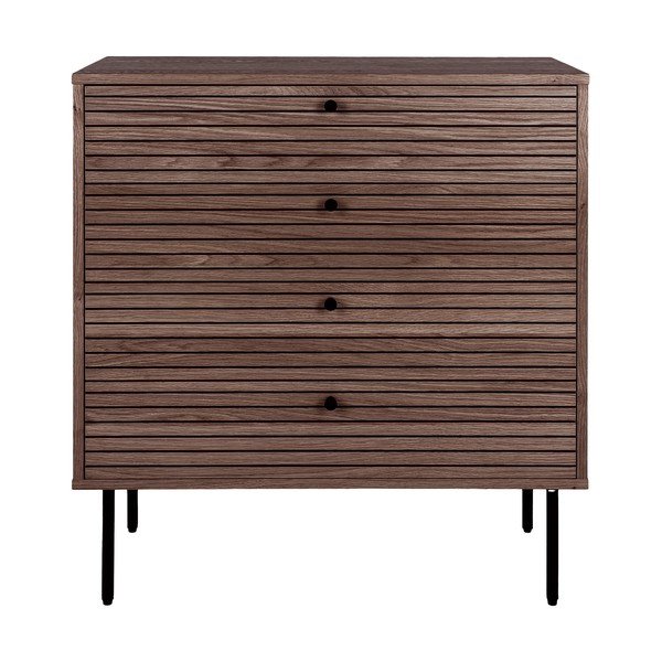 Ciemnobrązowa niska komoda w dekorze dębu 80x85 cm Kyoto – House Nordic