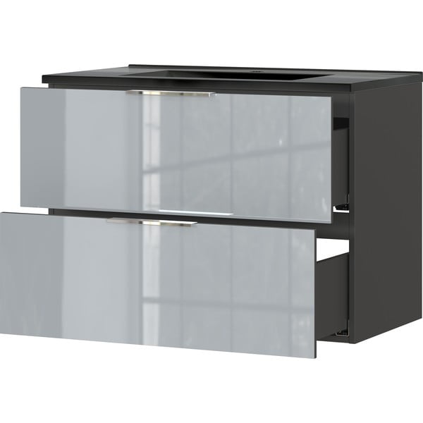 Czarna/szara wisząca szafka z umywalką 81x61 cm Vasio – Germania-image-3