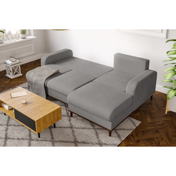 Jasnoszary sztruksowy narożnik (prawostronny) Beata – Ropez-image-4