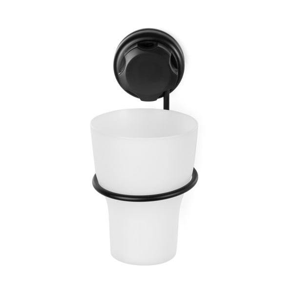 Czarny samoprzylepny metalowy kubek na szczoteczki do zębów Bestlock Black – Compactor-image-3