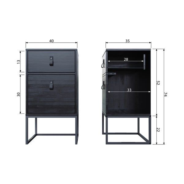 Czarna szafka nocna z szufladą i drzwiczkami WOOOD Zola-image-4