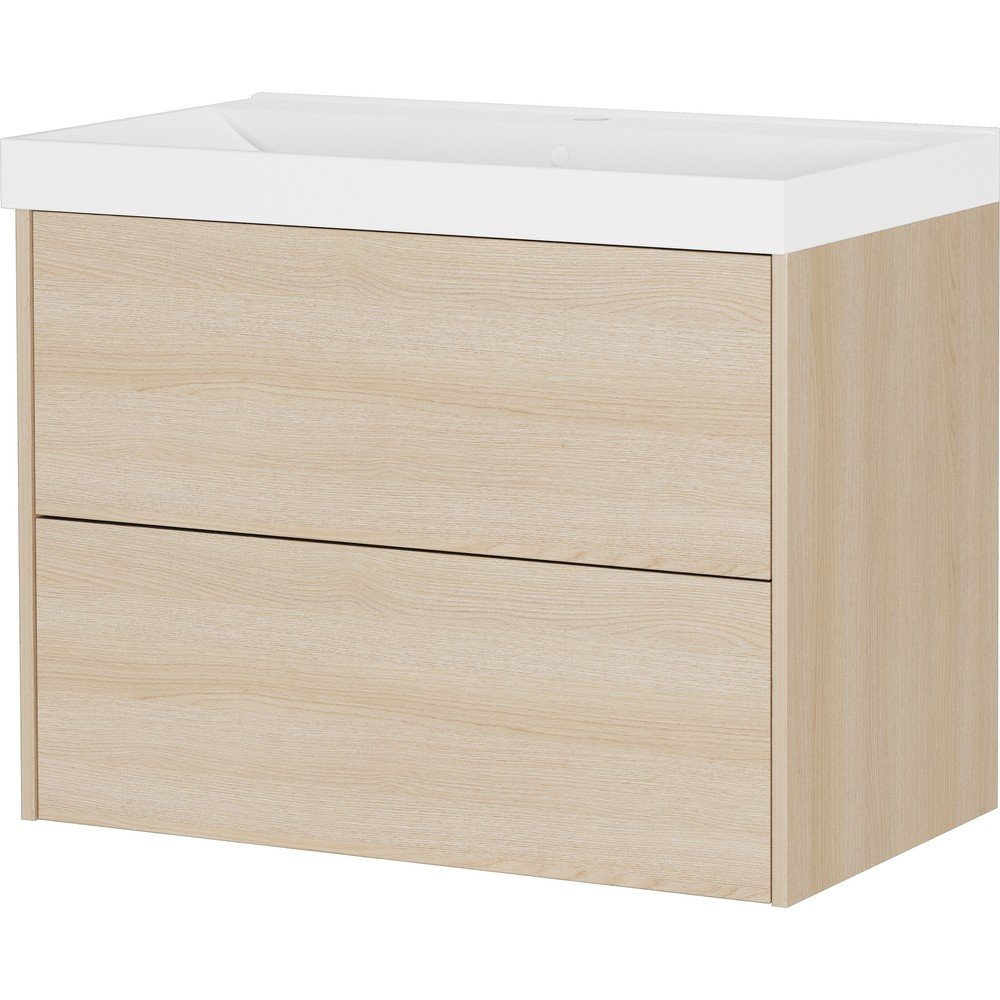 Wisząca szafka pod umywalkę w dekorze dębu w naturalnym kolorze 81x65 cm Bodera – Germania