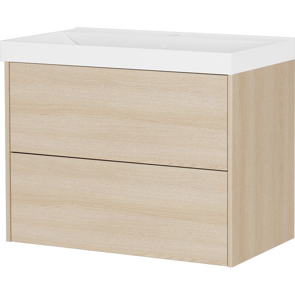Wisząca szafka pod umywalkę w dekorze dębu w naturalnym kolorze 81x65 cm Bodera – Germania