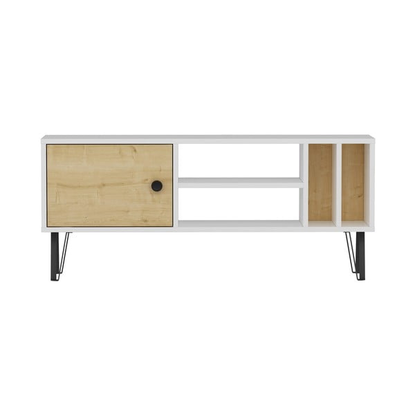 Biała szafka pod TV w dekorze dębu 120x52 cm Arven – Kalune Design