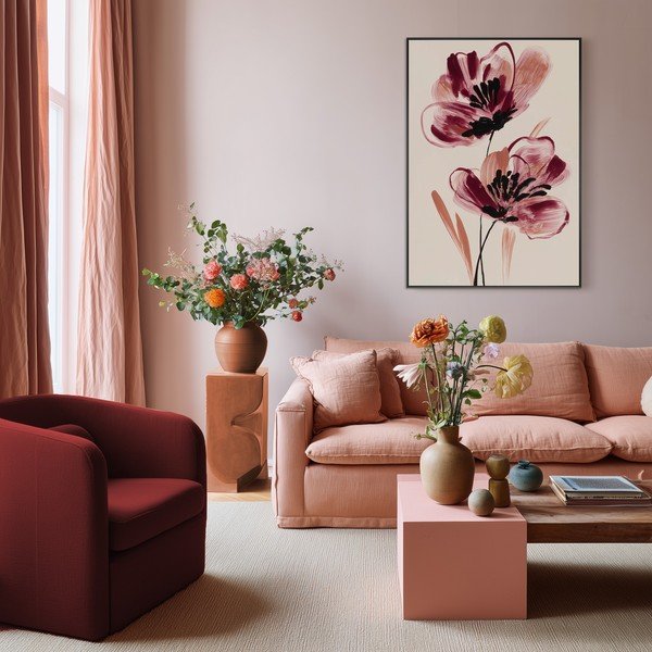 Obraz drukowany z ramą w zestawie/na płótnie 70x100 cm Burgundy Blooms – Styler-image-2