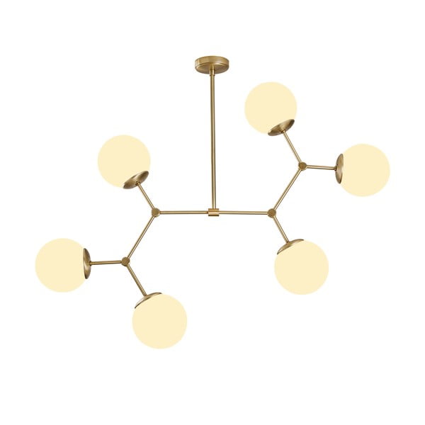 Biała lampa wisząca z 6 kloszami z elementami w kolorze złota Opviq lights Damar-image-2
