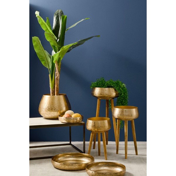 Metalowe ręcznie wykonane osłonki na doniczki zestaw 3 szt. ø 37,5 cm Varanasi – Bizzotto-image-1