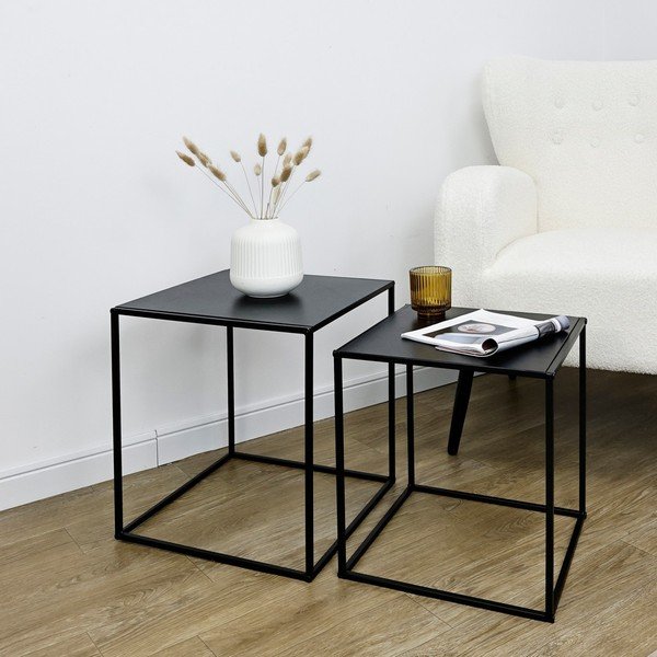 Czarne metalowe stoliki zestaw 2 szt. 38x38 cm Alrik – Yes Everyday-image-1