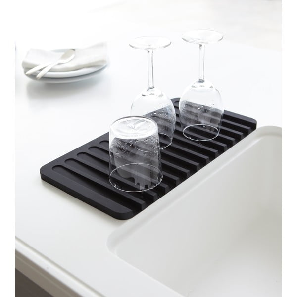 Czarna silikonowa podkładka pod naczynia Yamazaki Flow-image-1