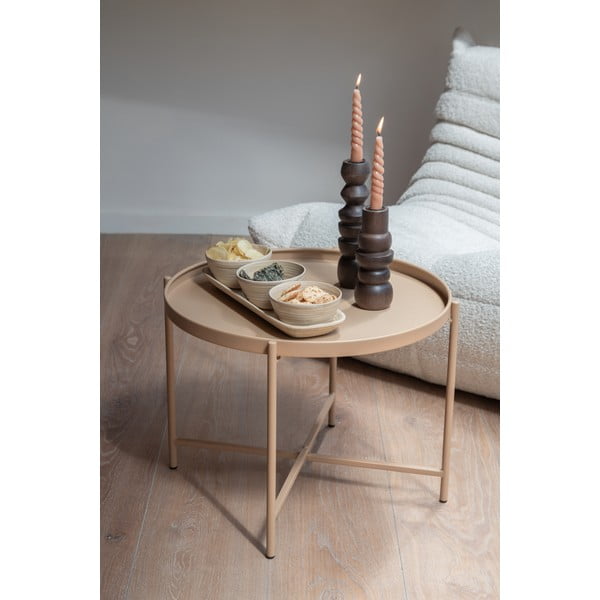 Beżowy metalowy okrągły stolik ø 50 cm Meseta  – Leitmotiv-image-2