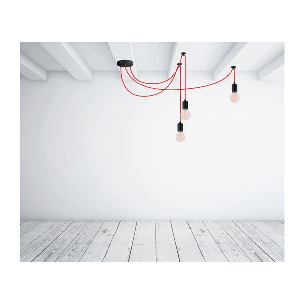 Czerwona lampa wisząca z 3 żarówkami Filament Style Spider-image-3