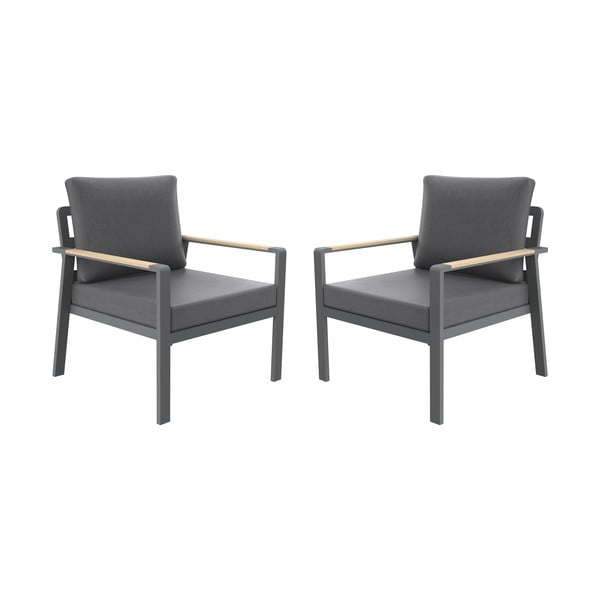 Ciemnoszary metalowy fotel ogrodowy Sibiu Duo – Rojaplast