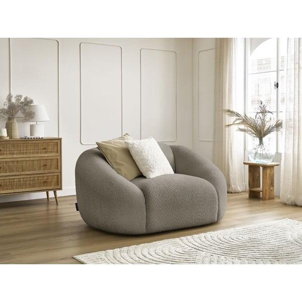 Szarobrązowy fotel z materiału bouclé Tina – Bobochic Paris-image-1