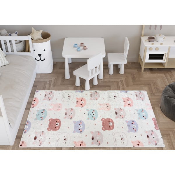 Dywan dziecięcy odpowiedni do prania w kolorze kości słoniowej 60x100 cm Cute Animals – Vitaus-image-1